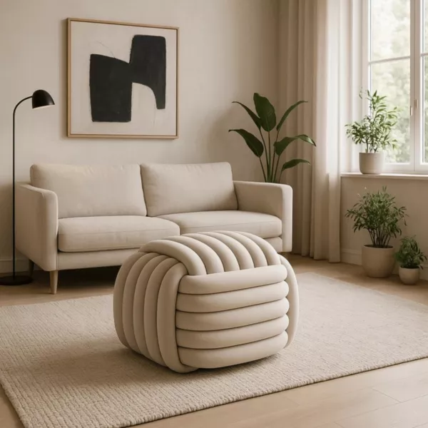 Pufa Pleciona MAGMA Kremowa