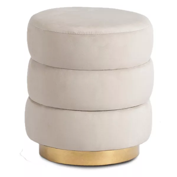 Pufa Tapicerowana AURA Beżowa Welurowa