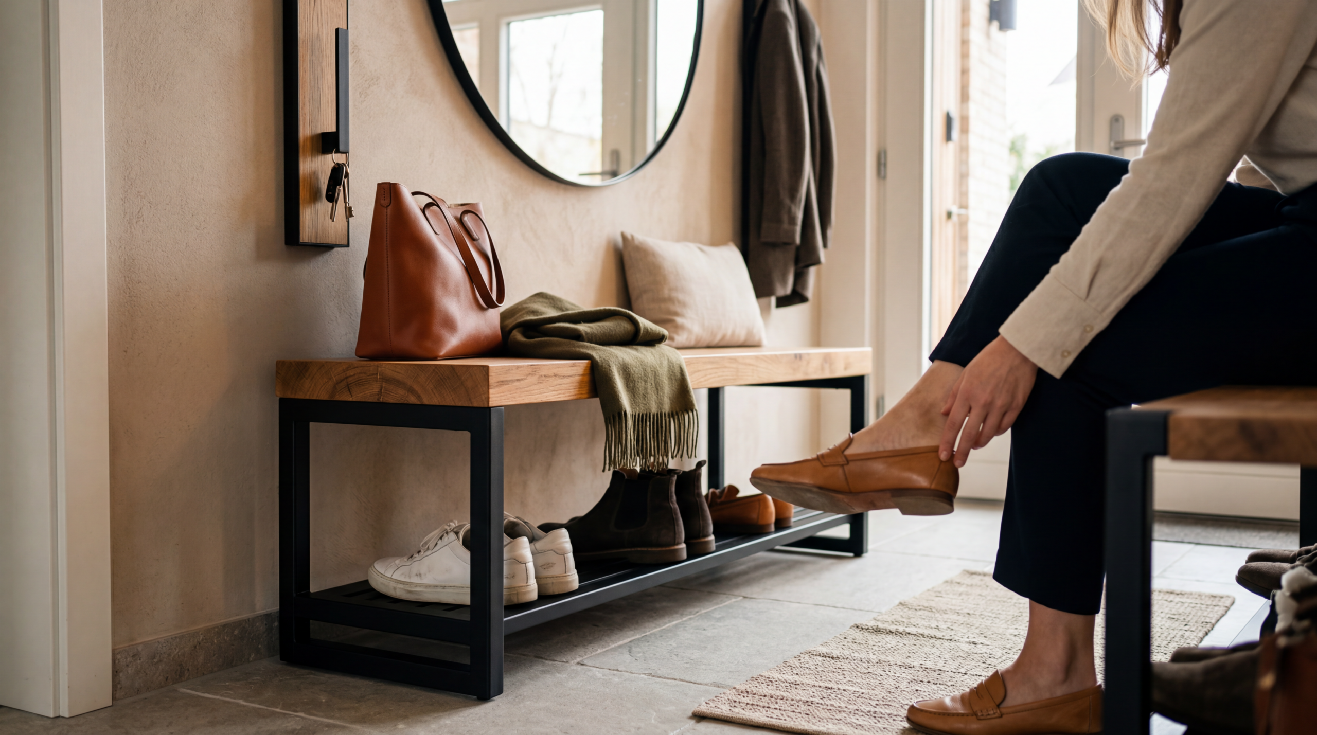 ławka do przedpokoju, ławka z siedziskiem, siedzisko, ławka z siedziskiem tapicerowanym, drewniane siedzisko do przedpokoju , szafka na buty